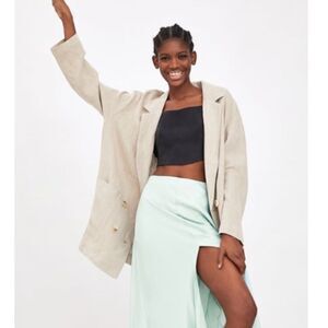 Zara Linen Beige Blazer Size S/M